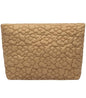 Puffy Quilted Makeup Bag, Cosmetic Bag, Travel Toiletry Organizer Pouch, Clutch for Wom (Khaki Flower) - color: Khaki Flower