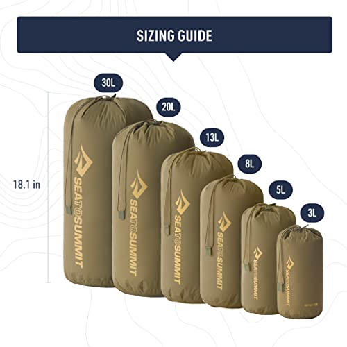 Sea to Summit Lightweight Stuff Sack, Durable Outdoor and Travel Storage - color: Olive Green, style: 5 Liter