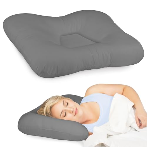 Core Products Tri-Core Cervical Support Pillow – Firm Orthopedic Neck Pillow for Pain Relief, Back and Side Sleepers – Ergonomic Contour Pillow – Assembled in USA, Full Size, Gray - color: Gray, size: Full Size