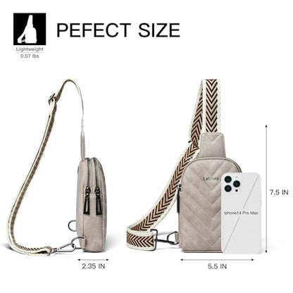 LATMAP 7L Sling Bag for Women Men Leather Small Sling Backpack Daypack Anti Theft Fanny Pack Crossbody Purse Travel - color: Small Size-greyish