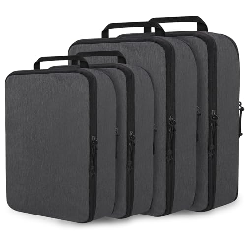 Compression Packing Cubes for Travel Essentials, 4 Set Expandable Travel Cubes for Packing Compression Bags Luggage Suitcase Organizer, Black - color: Black, size: 2 Large + 2 Extra Large