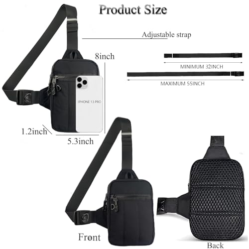 Small Sling Bag for Men Women Crossbody Chest Bag Anti Theft Over Shoulder Cross Body Purse for Travel Casual Sport Daily