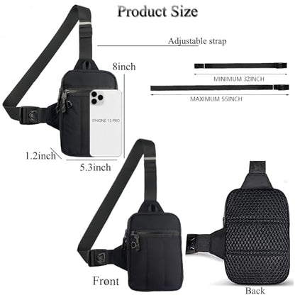 Small Sling Bag for Men Women Crossbody Chest Bag Anti Theft Over Shoulder Cross Body Purse for Travel Casual Sport Daily
