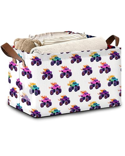 Funny Car Storage Baskets,Foldable Organizer Bin with Handles for Home Living Room Bedroom Closet Box 17x11.5x10Inch - color: Funny Car