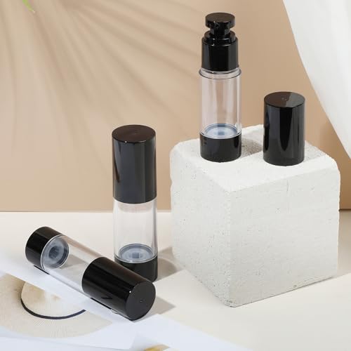 1oz 30ml Airless Pump Bottles, Refillable Leak Proof Travel Pump Bottle Toiletry Cosmetic Skincare Containers for Lotion Toner Gel Foundation (3 Pieces) - color: Black