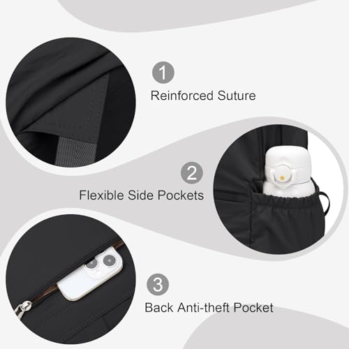 GOLF SUPAGS 13L Mini Backpack Lightweight Nylon Daypack for Women, Small City Pack, Versatile Ladies Backpack for Shopping & Travel, Black - color: Black, size: 13 Liters