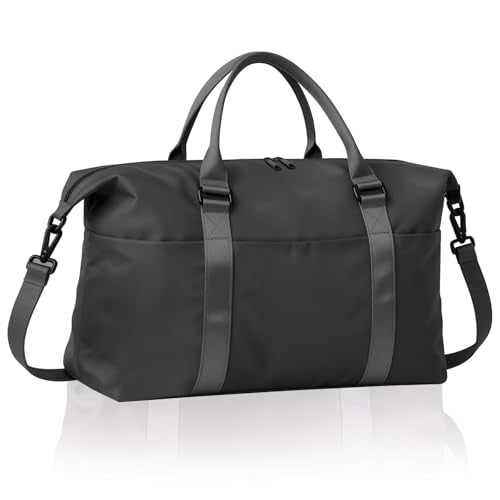 Weekender Duffel Bags for Women， Travel Totes Bag for Airplane Essentials, Overnight Bags for Women with Trolley Sleeve, Large Carry On Hospital Bag for Labor and Delivery, Sport, Gym - color: Black