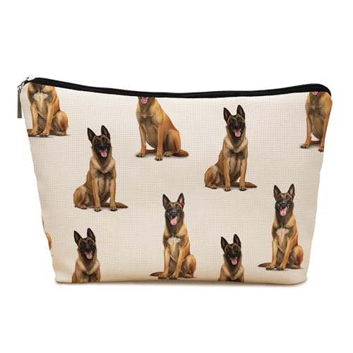Belgian Malinois Dog Makeup Bag, Belgian Malinois Lovers Gifts Cosmetic Bag for Women, Dog Mom Lovers Owner Gifts for Women Christmas, Pet Lover Gift Zipper Travel Makeup Pouch for Purse - color: belgian malinois