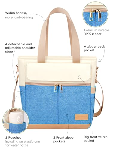 JOYHILL Lunch Bag for Women, Lunch Tote Leakproof Insulated Lunch Box with Shoulder Strap, Adult Reusable Lunch Cooler Tote Bags for Work Picnic Camping Beach (I-LIGHT BLUE) - color: I-LIGHT BLUE