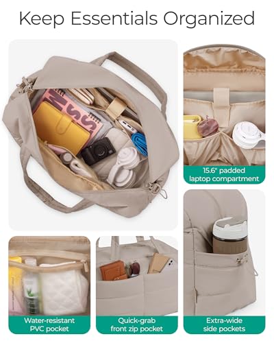 BAGSMART Gym Bag for Women with Toiletry Pouch, Lightweight Weekender Bags for Women with Wet Pocket, 31L Quilted Travel Duffle Carry On Bag, Weekender Overnight Bag for Travel,Water Resistant - color: Clay Pink