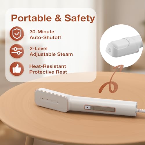Newbealer 2in1 Travel Iron, 100-240V Clothes Steamer, 2 Steam Levels, Gold | Portable for On-the-Go, Heats in 20s, Dry Iron No Clamp, 180° Rotatable Head, 360° Leak-Proof, Auto-Off, Self-Cleaning, 90ml