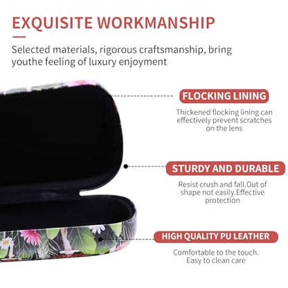 PERFECTSIGHT Sunglasses Case, Large Hard Shell Glasses Case, Cute PU Leather Protective Eyeglasses Case for Women Men - color: Black Mushroom