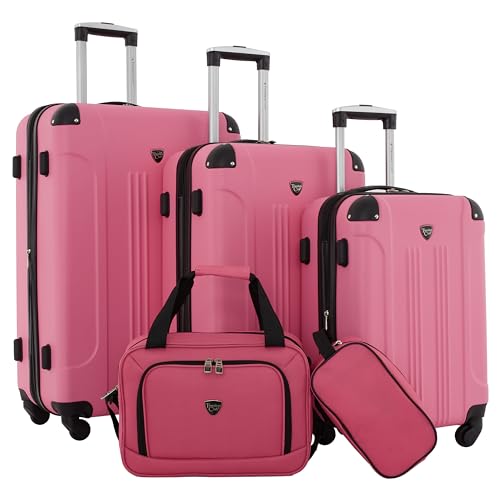 Travelers Club Chicago Hardside Expandable Spinner Luggage, Hot Pink, 5 Piece Set - color: Hot Pink, size: 5 Piece Set