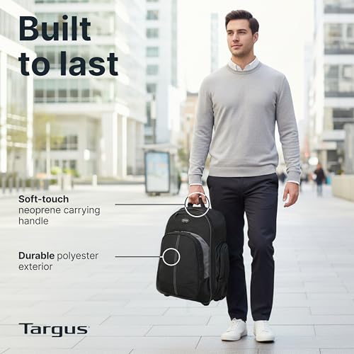 Targus 16 Inch Compact Rolling Backpack, Black - Wheeled Travel Bag Fits Laptops Up to 16” - style: Rolling Backpack