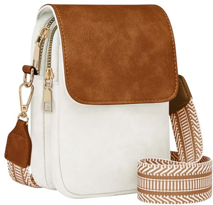 Fashion Small Crossbody Bags for Women Trendy Designer Cell Phone Purses Wallets with Card Holder Anti Theft Travel - color: Whitebrown