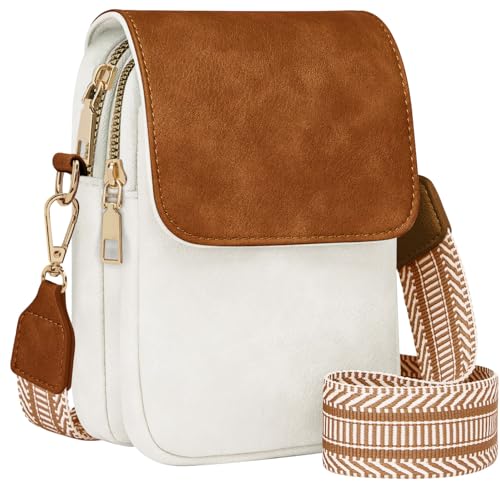 Fashion Small Crossbody Bags for Women Trendy Designer Cell Phone Purses Wallets with Card Holder Anti Theft Travel - color: Whitebrown