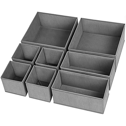 Criusia Drawer Organizer Clothes, 8 Pack Underwear Organizer, Foldable Closet Organizers and Storage Dresser Dividers for Clothes, Socks, Scarves, Ties (Gray) - color: Grey, size: 8 Pack
