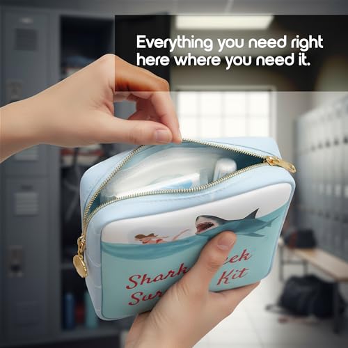 Period Pouch – Compact, Stylish, Discreet Period Bag For School with Waterproof Lining Fits Pads & Tampons, Cute Pad Bag for Teens, Travel, School, Girls Period Kit - color: Blue