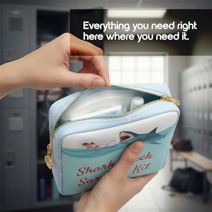 Period Pouch – Compact, Stylish, Discreet Period Bag For School with Waterproof Lining Fits Pads & Tampons, Cute Pad Bag for Teens, Travel, School, Girls Period Kit - color: Blue