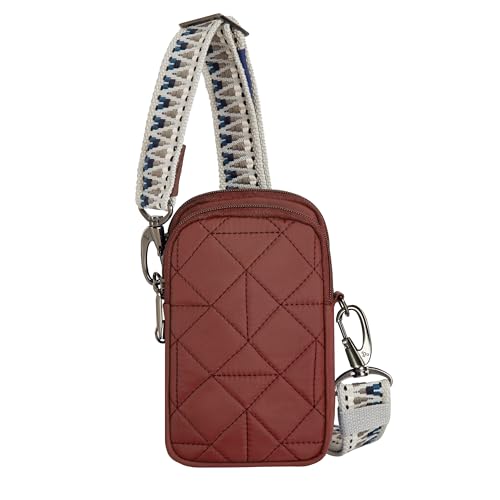 Travelon Anti-Theft Boho 2 Compartment Phone Crossbody - color: Paprika