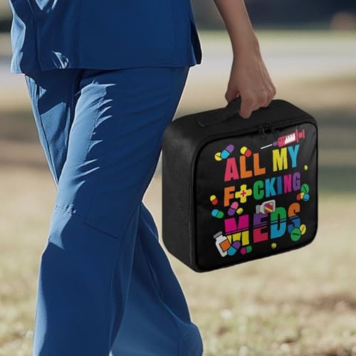 Empty First Aid Bag Black Medical Bag Empty Large Capacity for Home Office and Travel Use Lightweight Washable Soft Fabric Organizational Pouch for Emergencies - color: Black