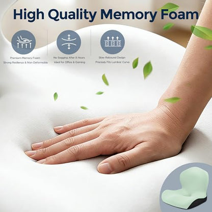 Seat Cushion, Office Chair Cushion, L-Shaped Ergonomic Car Seat Cushions, Memory Foam Chair Cushion, Lumbar Support Pillow for Wheelchair, Car, Home, Office, Desk, Green - color: Green