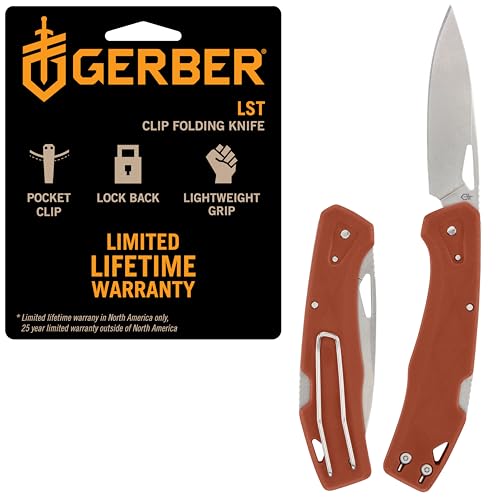 Gerber Gear LST - EDC Pocket Knife - Survival Tactical Tool for Travel, Camping & Outdoor Adventure - Lightweight & Compact Folding Knife - Stainless Steel Blade - Orange - color: Orange