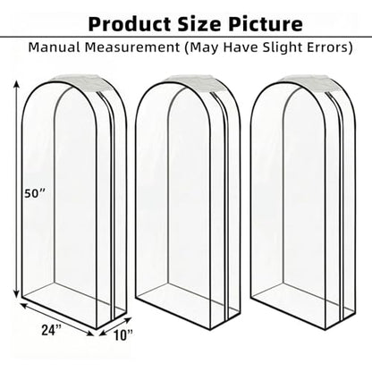 Clear Garment Bags for Hanging Clothes 3-piece set 50 inches Storage Bags With Zipper for Shirts, Suit,Jackets,Coats,sweater,Dresses,gowns,etc. - size: 50inch