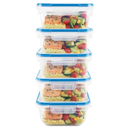 Snapware Plastic Total Solutions (5-Pack, 5.5 Cup) Food Storage Containers Set, Airtight & Leakproof Plastic Locking BPA-Free Lids Tupperware, Freezer Dishwasher Microwave Safe - size: 5 Pack, style: 5.5 Cup