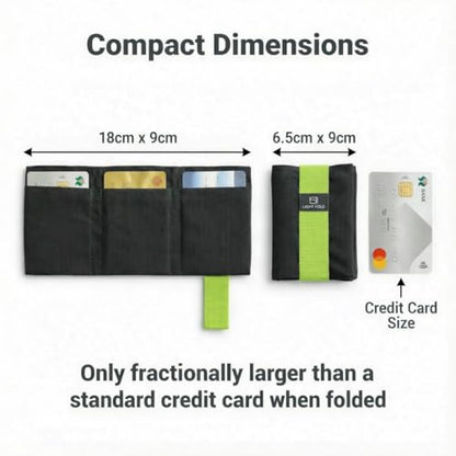 LIGHT FOLD Ultra Slim Tri-Fold Wallet with RFID Blocking, Lightweight Minimalist Men’s Wallet with Elastic Band, Waterproof Durable Nylon Fabric, Slim Front Pocket Card Holder Fits 12 Cards & Cash - color: Green