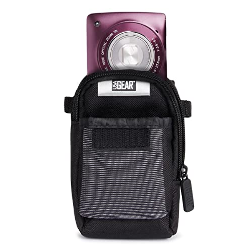 USA Gear Point Shoot Camera Case Compatible with Nikon Coolpix, Canon Powershot Elph 180, Canon G7 X Mark iii, and more - Small Digital Camera Case with Shoulder Strap, Belt Loop, Pocket for SD Card