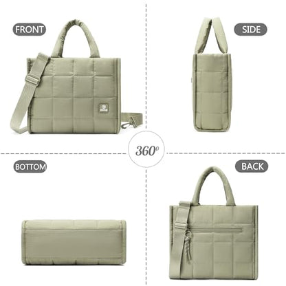 Quilted Crossbody Bags for Women,Puffer Weekender Overnight Bag,Purse Handbag Organizer,Small Tote Bags Shoulder Bag - color: Khaki