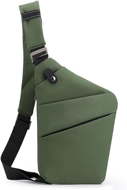 Anti Theft Travel Bag, One Shoulder Large Capacity Cross-body Bag Chest Fashion Lightweight Sling Bags for Travel Sports - color: Green, style: Left Shoulder