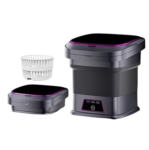 Mini Portable Washing Machine 16L, Foldable Mini Washer with Spin Dryer Basket, 3 Wash Modes for Small Loads (Baby Clothes/Socks/Towels), Space Saving for Apartment/Dorm/RV/Travel (Black) - color: Black