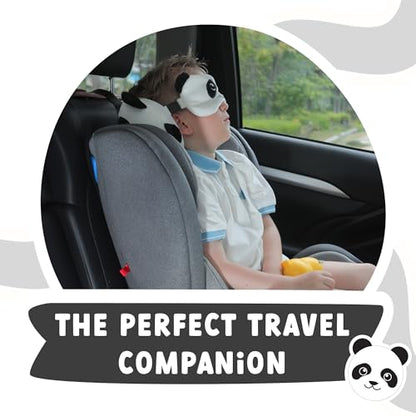ecoZen Lifestyle Travel Neck Pillow with Eye Mask - Kids Travel Pillow for Sleeping - Toddler Travel Essential and Travel Accessories, Road Trip and Airplane Travel Essentials - color: Panda