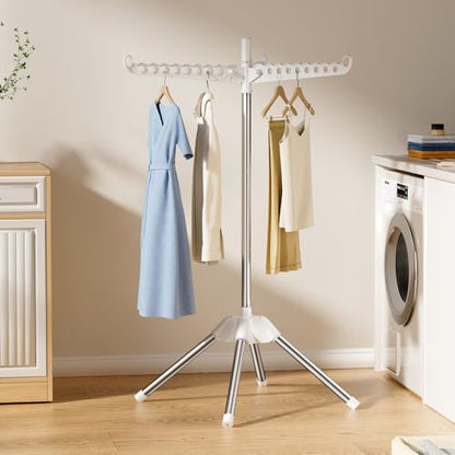 Abiglifty Rotatable and Foldable Clothes Drying Rack, Space Saving Free Standing Laundry Drying Rack for Indoor, Balcony, 1 Layer - size: 1 tier