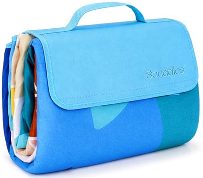 scuddles 60" x 80" Extra Large Outdoor Picnic Blanket – Waterproof, Foldable Travel Mat for Beach, Camping, Grass, Lawn, Park – Dual Layer, Sand-Free, Soft Throw Rug Fits 4 Adults, Summer Accessories
