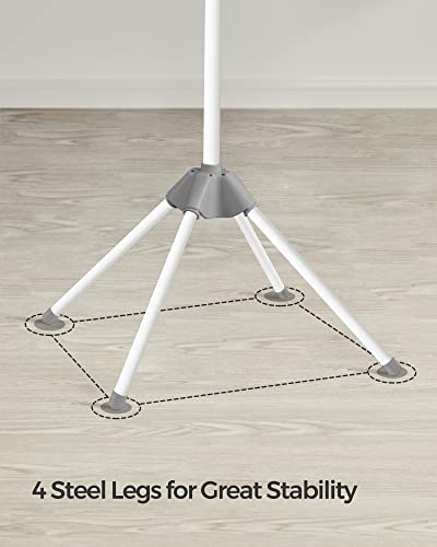 SONGMICS Clothes Drying Rack, 59-Inch Folding Laundry Drying Rack with 3 Rotatable Arms for Hangers, 4 Legs, Stainless Steel, for 27 Pieces of Clothes, Gray and White ULLR510G01 - color: Gray + White, style: 1-Tier