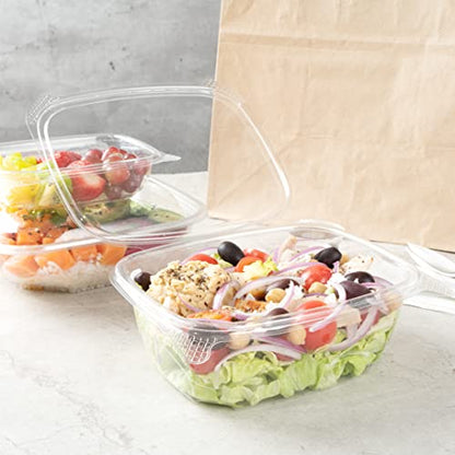 Restaurantware Thermo Tek 32 Ounce Deli Food Containers 100 Anti-Fog Hinged Lid Containers - Freezable Rectangle Clear Plastic To Go Food Containers Disposable - size: 32 oz