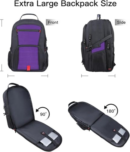ANTERK Extra Large Backpack, Travel Laptop Backpack, Sturdy TSA Water Resistant 17.3 Inch Carry on Backpacks, Anti Theft Business Computer Backpacks Gifts for Men Women, Purple - color: Purple, size: 17 inch