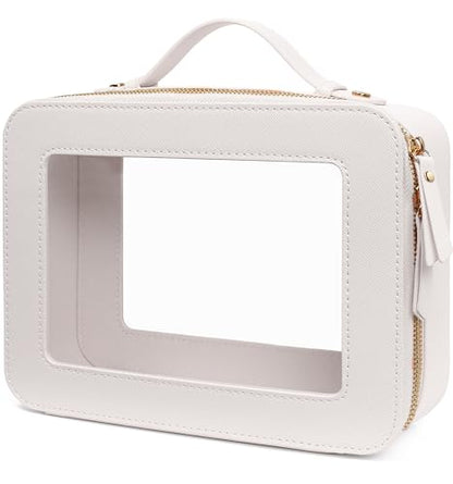 LETGO Clear Makeup Bags - TSA Approved Toiletry Bags with Zipper, Makeup Organizer for Carry-on Travel Essentials, Cosmetic Bags for Women & Men (Large White) - color: White, style: Large