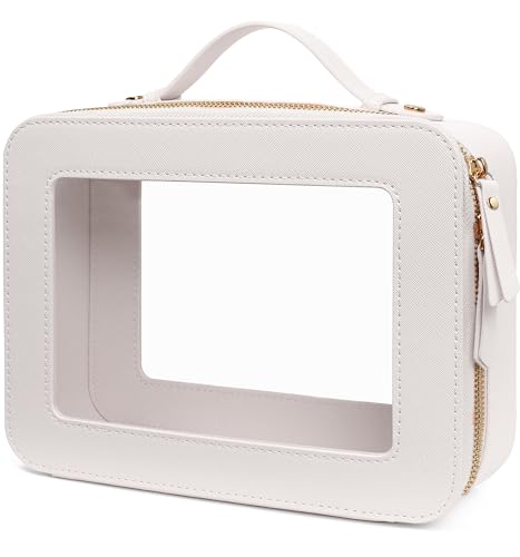 LETGO Clear Makeup Bags - TSA Approved Toiletry Bags with Zipper, Makeup Organizer for Carry-on Travel Essentials, Cosmetic Bags for Women & Men (Large White) - color: White, style: Large