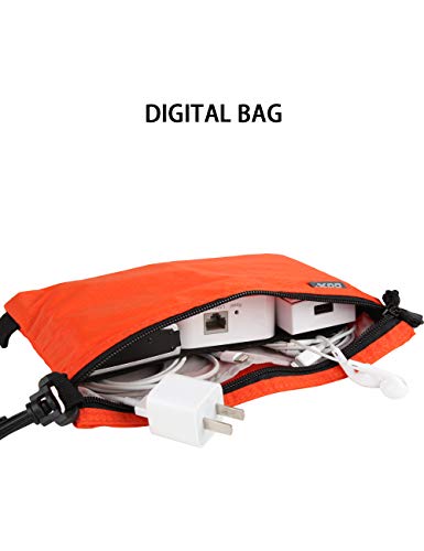 GOX Travel Toiletry Bag, Carry On Small Zipper Pouch, Cosmetic Kit Makeup, Digital Bag, Water Repellent Nylon (Orange) - color: Orange