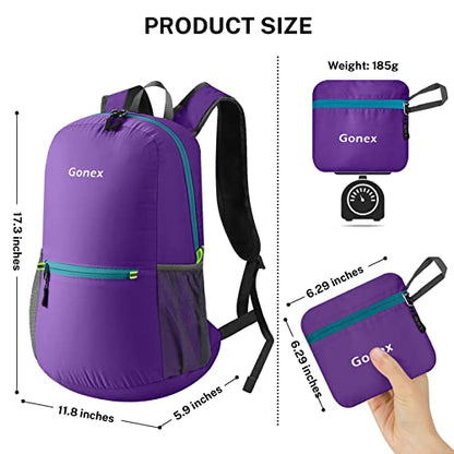 Gonex Ultra Lightweight Packable Backpack Daypack Handy Foldable Camping Outdoor Travel Cycling Backpacking - color: Purple