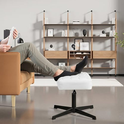 VECELO Under Desk Footrest, PU Ergonomic Foot Rest with Comfort Padding, Height Adjustable for Relieving Leg Pain, Stiffness, and etc, White - color: White