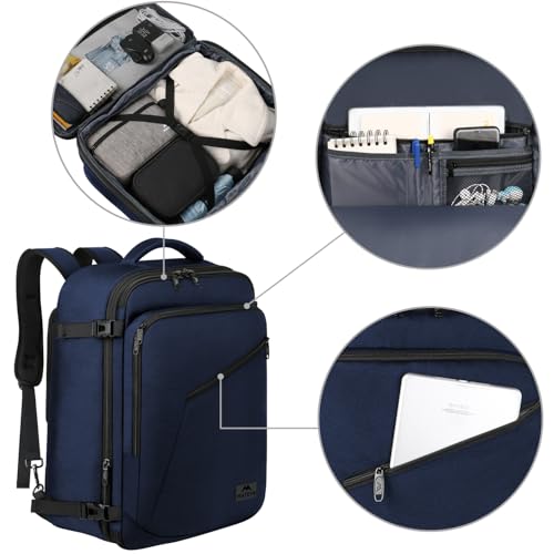 MATEIN Extra Large Mens Travel Backpack Carry on, Expandable Traveling Backpack for Men Airline Approved, Water Resistant Business Casual Daypack, Traveler Gift, Blue - color: Blue, size: XX-Large
