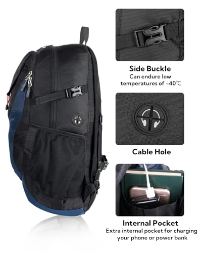 WATERFLY Lightweight Packable Hiking Backpack: 30L Foldable Travel Daypack Ultralight Camping Day Pack for Woman Man - color: Blue & Black