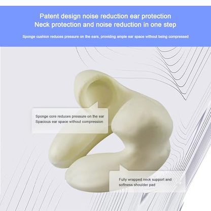 Noise-Canceling Memory Foam Travel Pillow for Long Flights - Ergonomic Neck Support, Adjustable & Portable with Storage Box - Best for Airplane, Office Naps, Business Trips (Grey)