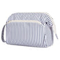 Narwey Striped Wide Open Makeup Bag Women, Travel Toiletry Bag for Women Cosmetic Bag Organizer Make up Bags with Compartments, Gift for Teen Girls (Greyish Blue Stripe) - color: ZY-Greyish Blue Stripe