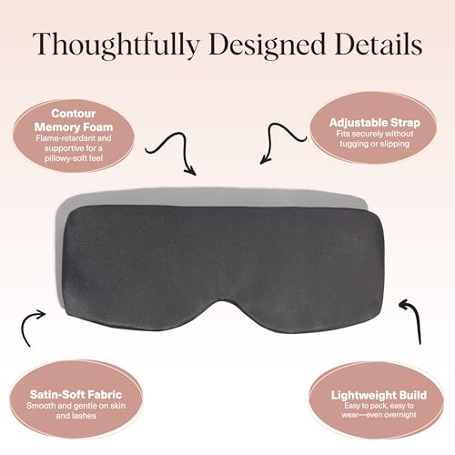 Kitsch Contour Pillow Eye Mask – Softer Than Silk Eye Masks for Sleep, Blindfold Sleep Masks for Women & Men, No Eye Pressure, Lightweight, Eye Care, Travel Essentials - Charcoal - color: Charcoal